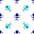 Blue Barbershop chair icon isolated seamless pattern on white background. Barber armchair sign. Vector Royalty Free Stock Photo