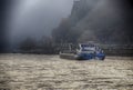 Blue barge on the Rhine River
