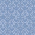 Blue baroque style damask vector seamless pattern