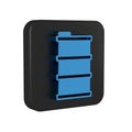 Blue Barrel oil icon isolated on transparent background. Black square button.