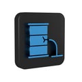 Blue Barrel oil leak icon isolated on transparent background. Black square button. Royalty Free Stock Photo