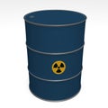 Blue barrel of radioactive waste - 3D Illustration