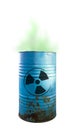 Blue barrel of toxic waste isolated. Acid in barrels. Beware of Royalty Free Stock Photo