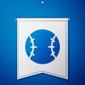 Blue Baseball ball icon isolated on blue background. White pennant template. Vector Illustration Royalty Free Stock Photo