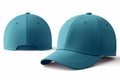 Blue baseball cap in angles view front and back. Mockup baseball cap Royalty Free Stock Photo