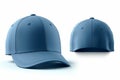 Blue baseball cap in angles view front and back. Mockup baseball cap Royalty Free Stock Photo