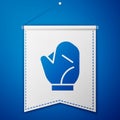 Blue Baseball glove icon isolated on blue background. White pennant template. Vector Illustration Royalty Free Stock Photo