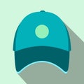 Blue baseball hat flat icon