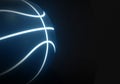 Blue basketball with bright glowing neon lines on black background Royalty Free Stock Photo