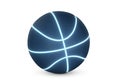 Blue basketball with bright glowing neon lines on white background Royalty Free Stock Photo