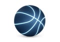 Blue basketball with bright glowing neon lines on white background Royalty Free Stock Photo