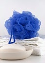 Blue bath puff Royalty Free Stock Photo