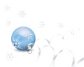 Blue bauble and silver snowflakes Royalty Free Stock Photo