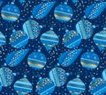 Blue bauble xmas luxury seamless pattern