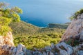 Blue bay under Lubenice town in Cres Royalty Free Stock Photo