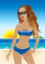 Blue Beach Girl Royalty Free Stock Photo