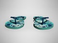 Blue beach slippers front view 3d render on gray background with shadow Royalty Free Stock Photo