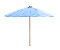 Blue beach umbrella isolated on white background with clipping path Royalty Free Stock Photo