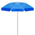 Blue beach umbrella isolated on white background with clipping path Royalty Free Stock Photo