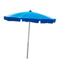 Blue beach umbrella isolated on white Royalty Free Stock Photo