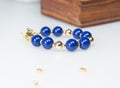 Blue beaded bracelet Royalty Free Stock Photo