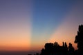 Blue beam in the sky at sunset Royalty Free Stock Photo