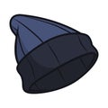 Blue Beanie Hat for Winter. New Year Icon Illustration