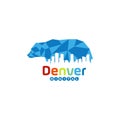 Blue bear pixel logo , denver city logo design vector