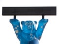 Blue Bear sculpture holds scoreboard Royalty Free Stock Photo
