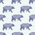 Blue bear vector seamless pattern with openwork Royalty Free Stock Photo