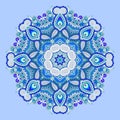 Blue beautiful vintage circular pattern of arabesques