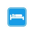 Blue Bed icon, symbol sleep, night hotel motel