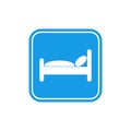 Blue Bed icon, symbol sleep, night hotel motel