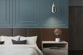 Blue bedroom interior Royalty Free Stock Photo