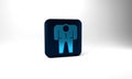 Blue Beekeeper costume icon isolated on grey background. Special protective uniform. Blue square button. 3d illustration