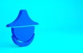 Blue Beekeeper with protect hat icon isolated on blue background. Special protective uniform. Minimalism concept. 3d