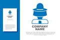 Blue Beekeeper with protect hat icon isolated on white background. Special protective uniform. Logo design template