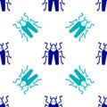 Blue Beetle bug icon isolated seamless pattern on white background. Vector Royalty Free Stock Photo