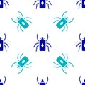 Blue Beetle bug icon isolated seamless pattern on white background. Vector Royalty Free Stock Photo