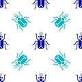 Blue Beetle bug icon isolated seamless pattern on white background. Vector Royalty Free Stock Photo