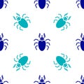 Blue Beetle deer icon isolated seamless pattern on white background. Horned beetle. Big insect. Vector Royalty Free Stock Photo