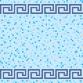 Blue and beige ceramic tile mosaic pattern.