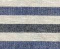 Blue, beige, gray stripe pattern on linen fabric