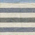 Blue, beige, gray stripe pattern on linen fabric