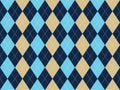 Blue beige white argyle seamless pattern