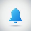 Blue bell icon with a glossy finish, depicted in a minimalist and stylized design. It Royalty Free Stock Photo