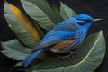Blue-bellied Bluetail, Cyornis azurea. generative ai