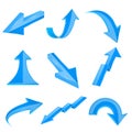 Blue bent arrows. Shiny 3d icons
