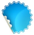 Blue bent round sticker or label