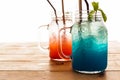 Blue berry soda punch and strawberry punch Royalty Free Stock Photo